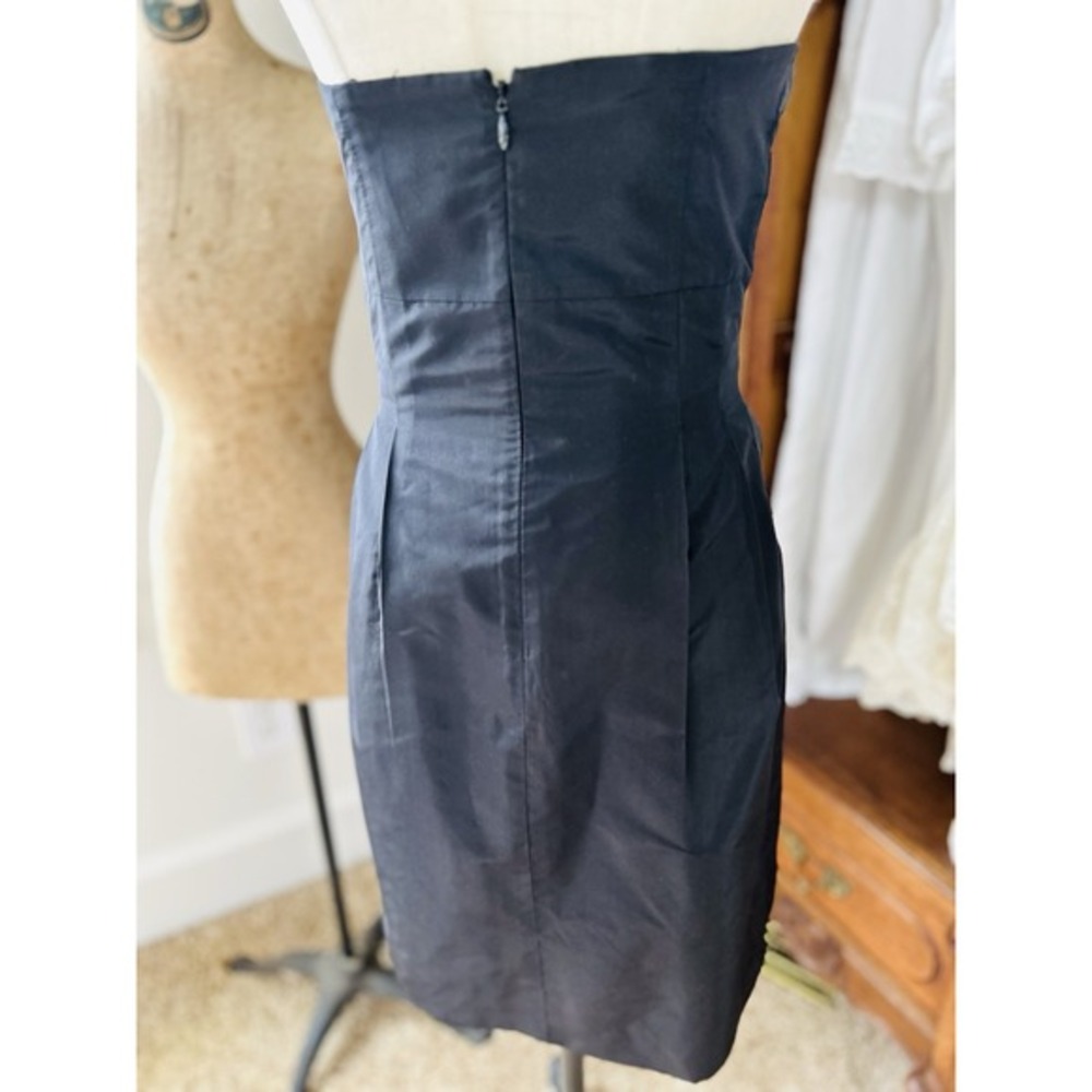 J.CREW Black Bow Monde Silk STRAPLESS DRESS Twist Knot Accent Fitted‎ NWT sz 2p - Picture 7 of 9